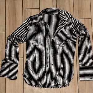 Zara Black and White Striped Blouse